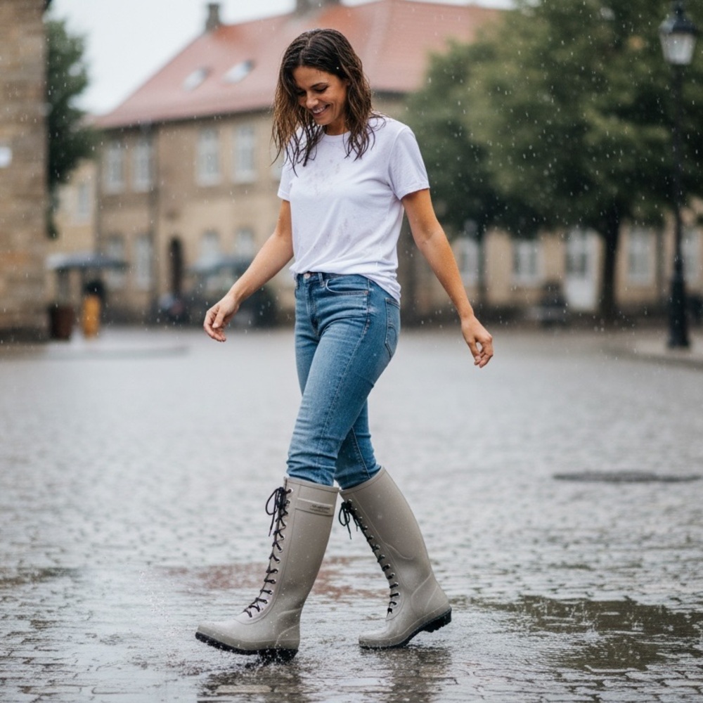 💜Ilse Jacobsen Taupe Rainboots 💜 Black Textured Sole Footwear - Picture 3 of 11